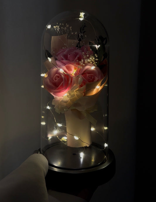 Wieczny mini bukiet kwiatów z lampkami💝